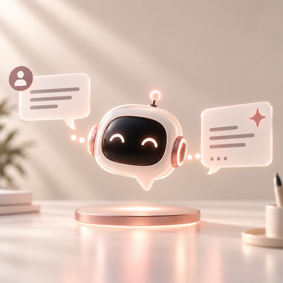 KI-Assistent als Chatbot, der eine Anfrage verarbeitet und eine Antwort erstellt